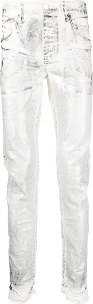 Foiled-Finish Skinny Jeans