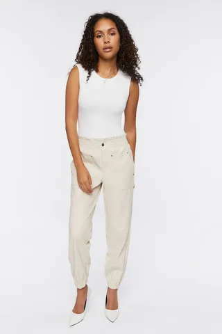 Faux Leather Mid-Rise Joggers