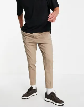 ASOS DESIGN tapered smart sweatpants in stone