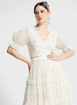 Sequin Ruffle Detail Dress