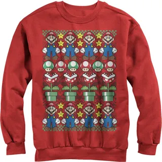Men's Nintendo Ugly Christmas Mario Sweatshirt - Red - Large
