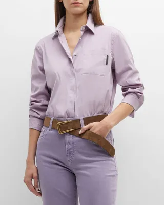 Monili-Tab Button-Up Cotton Poplin Shirt