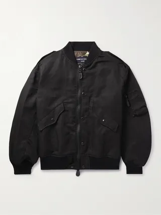 Linen-Blend Bomber Jacket