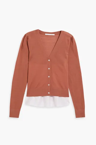 Liatris cotton poplin-paneled merino wool cardigan
