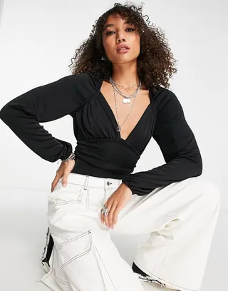 Free People In Your Arms slinky bodysuit in black