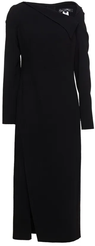 Wool-blend crepe midi dress