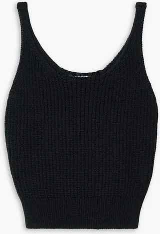 Ribbed linen-blend tank