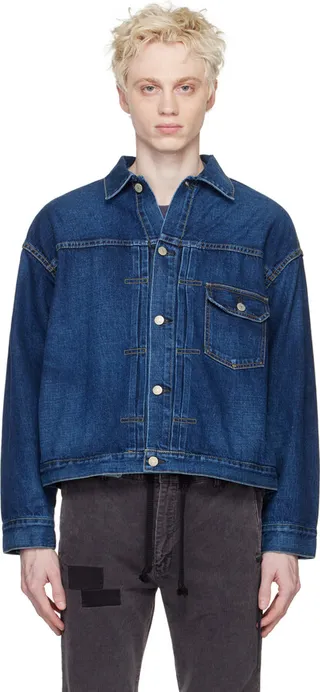 Remi Relief Blue Button Denim Jacket