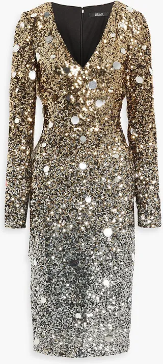 Dégradé sequined tulle midi dress