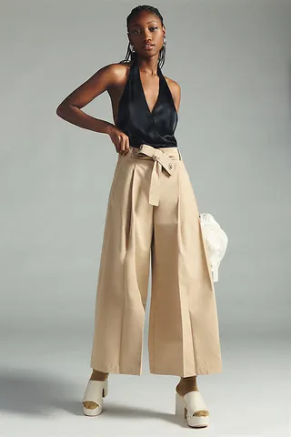 Beatrice.b Cropped Poplin Wide-Leg Pants White