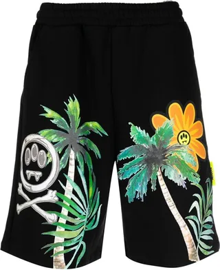 Palm Tree-Print Track Shorts