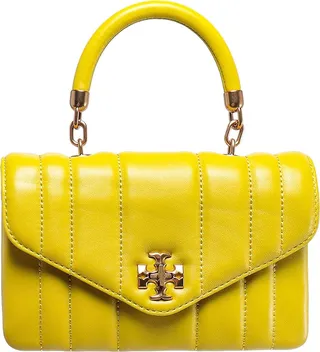 Matelassé leather handbag with frontal logo