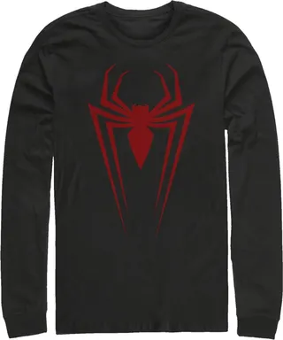 Men's Marvel Spider-Man Icon Badge Long Sleeve Shirt - Black - 2X Large