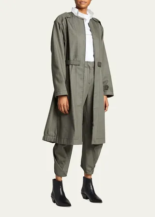 Takeo Denim Angled-Cuff Cropped Pants