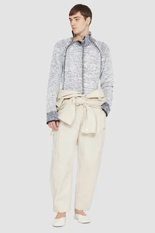Long Sleeve Marled Pullover in antique white multi
