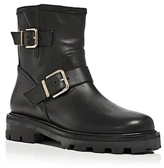 Jimmy Choo Women's Youth Ii Double Buckle Moto Boots