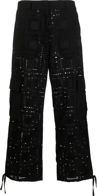 Studded Straight-Leg Trousers