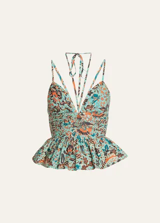 Essie Strappy Halter Peplum Top