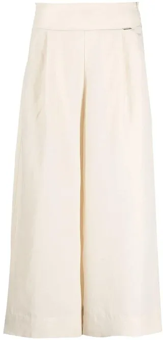 Wide-Leg Cropped Culotte Trousers