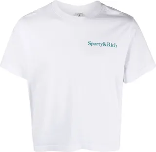 Sporty & Rich Logo Printed Cropped T-Shirt