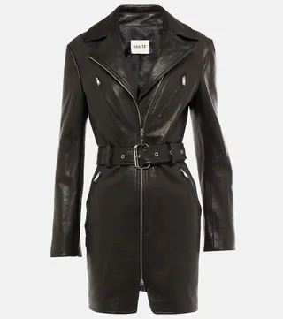 Nuelle belted leather minidress