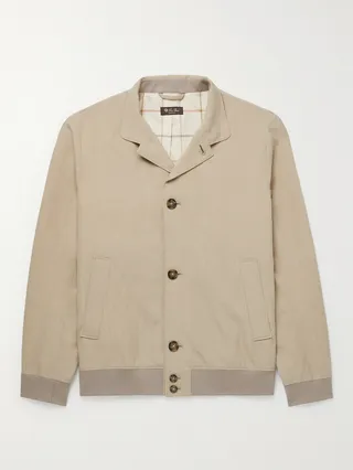 Camp-Collar Linen Bomber Jacket