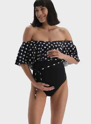 Printed Bardot Swimsuit