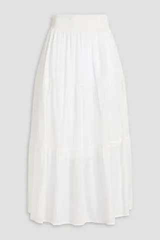 Tia tiered cotton-gauze midi skirt