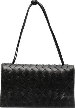 Black Trio Intrecciato Leather Pouch Bag