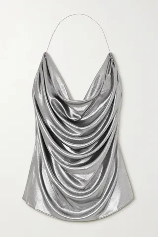 Loewe - Draped Halterneck Open-back Lamé Camisole - Silver