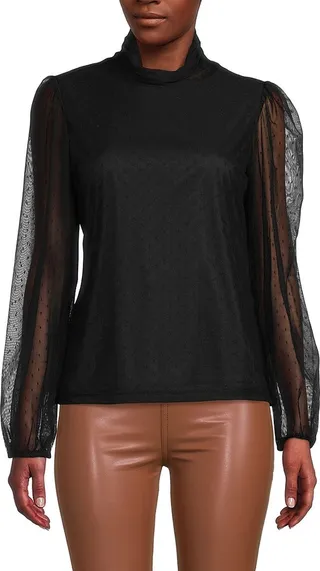 Stella Swiss Dot Turtleneck Top