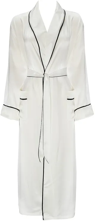 Contrast Piping Silk Robe
