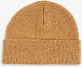 New Era Mens Brown Logo-embroidered Woven-knit Beanie hat
