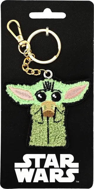 Star Wars The Child Chenille Embroidered Patch Gold Hardware Keychai