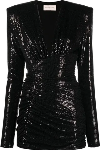 sequin-embellished V-neck mini dress
