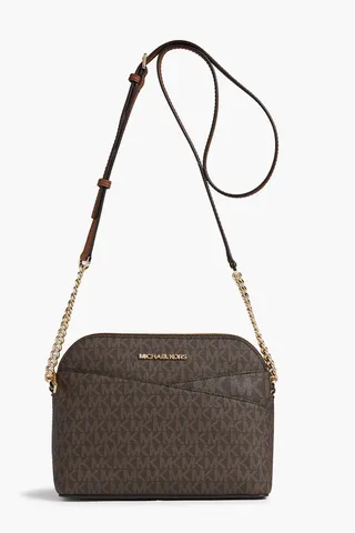 Jet Set logo-print coated canvas shoulder bag