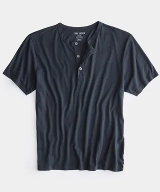 Made in L.A. Short Sleeve Jersey Henley in Railings