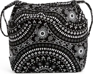Vera Bradley Women's Recycled Cotton Pocket Ditty Bag Black Bandana Medallion