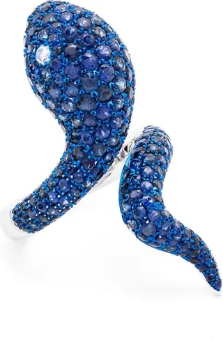 18kt white gold Snake sapphire diamond ring