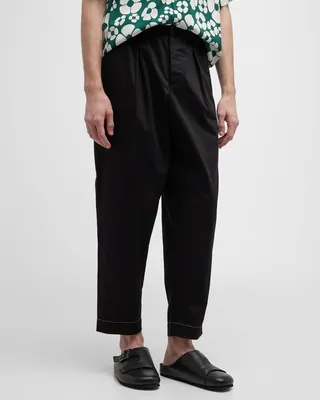 Men's Cropped Pants with Contrast Stitching