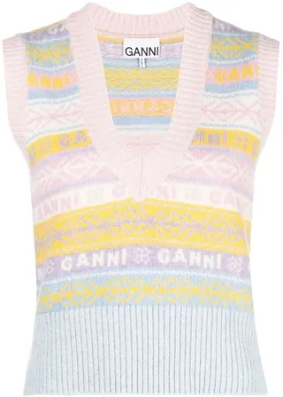 intarsia-knit V-neck vest