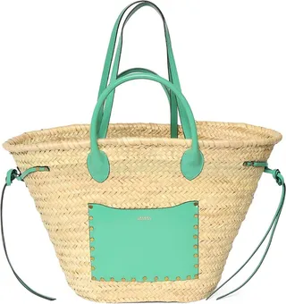Cadix straw & leather tote bag