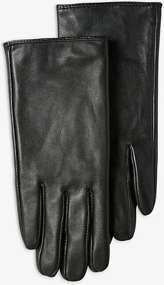 Womens Black Arleo agnolia Stud-embellished Leather Gloves