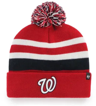 Men's Red Washington Nationals State Line Cuffed Knit Hat with Pom