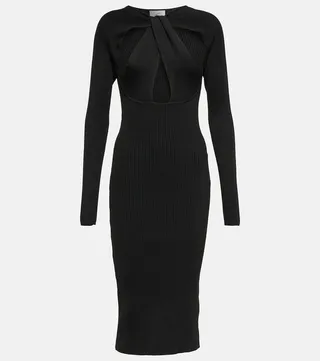 Cutout ribbed-knit dress