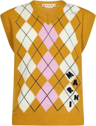 Marni Intarsia-Knit V-Neck Vest
