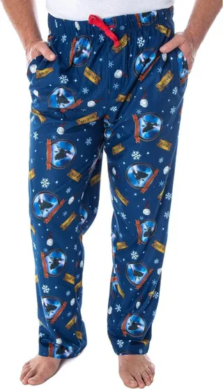 The Polar Express Men's Believe Train Ticket Lounge Sleep Pajama Pants (LG) Blue