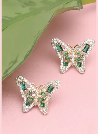 Gold Plated Party Designer Stone Stud For Women