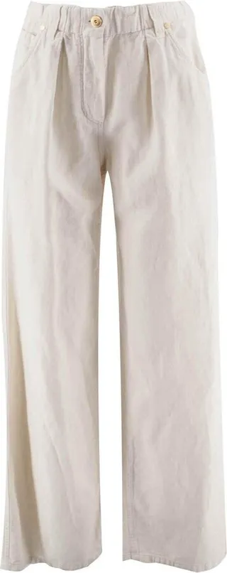 High-waist Elasticated Waistband Straight-leg Trousers