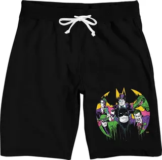 Batman Hero And Villains Men’s Black Sleep Pajama Shorts-Small